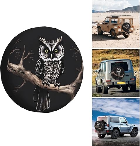 Miniatura 5 de Tire Cover Spare Wheel Cover for Car Waterproof Tires Protector Cover Late Night Owl Spare Tire Cover Tire Wheel Protector for Truck SUV Spare Wheel