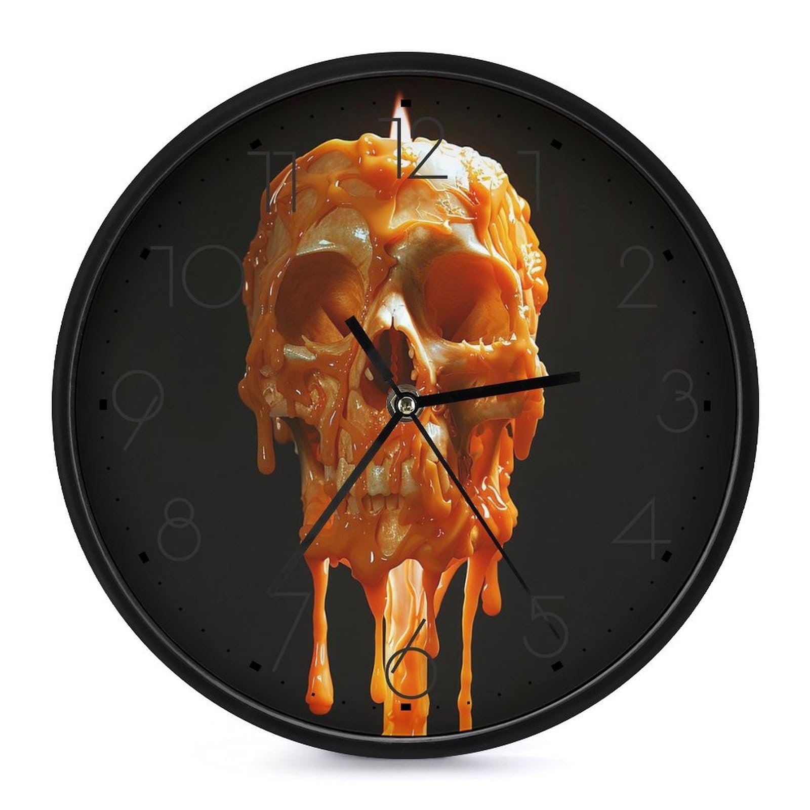 XOPEKVLAWM Wall Clock 10 Inch Non-Ticking Silent Modern Simple Style Round Decor Clocks Skull Melts And Drips Clock Decorative Battery Operated Wall Clocks for Home Office Living Room Bedroom Kitchen
