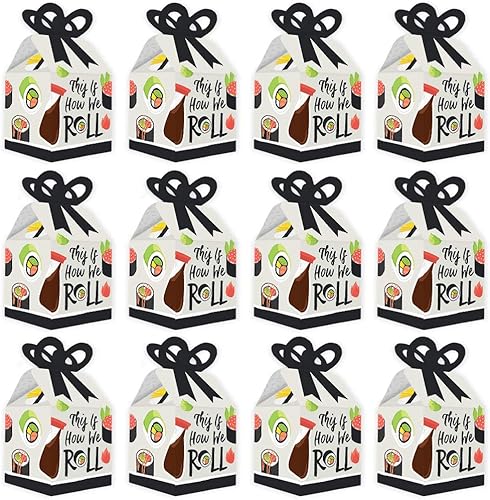 Miniatura 4 de Big Dot of Happiness Let's Roll  Sushi  Cajas de regalo cuadradas  Cajas de lazo de fiesta japonesas  Juego de 12