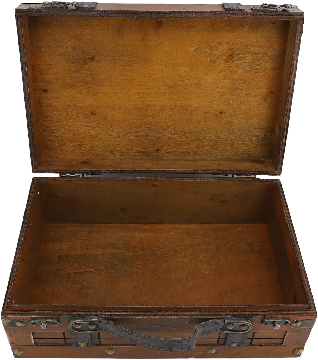 Fockety Synthetic Wood Suitcase Box, 30 x 19.5 x 11.2cm Vintage Decorative Storage Suitcase Box, Synthetic Wood Suitcase with Sturdy Locks for Home Decor