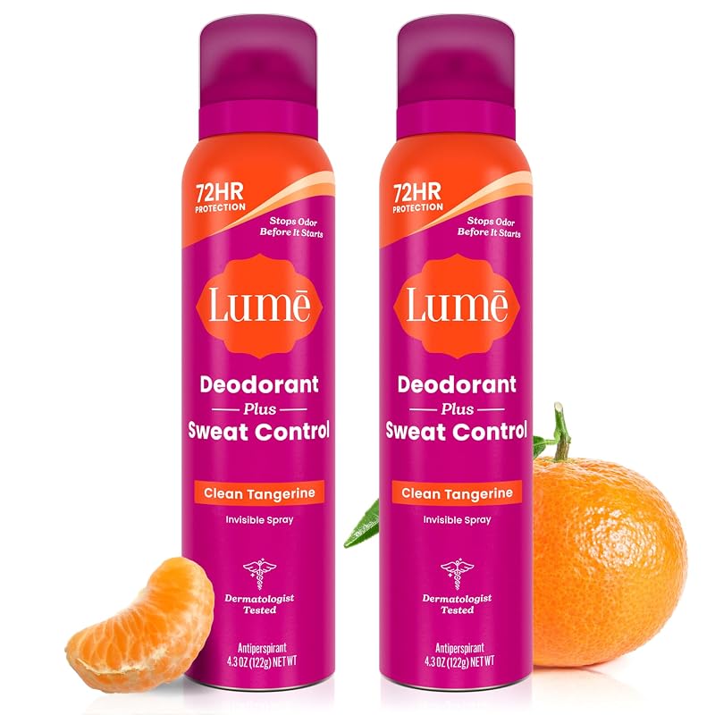 Lume Spray Antitranspirante sem Bicarbonato, fragrância Clean Tangerine, pacote com 2