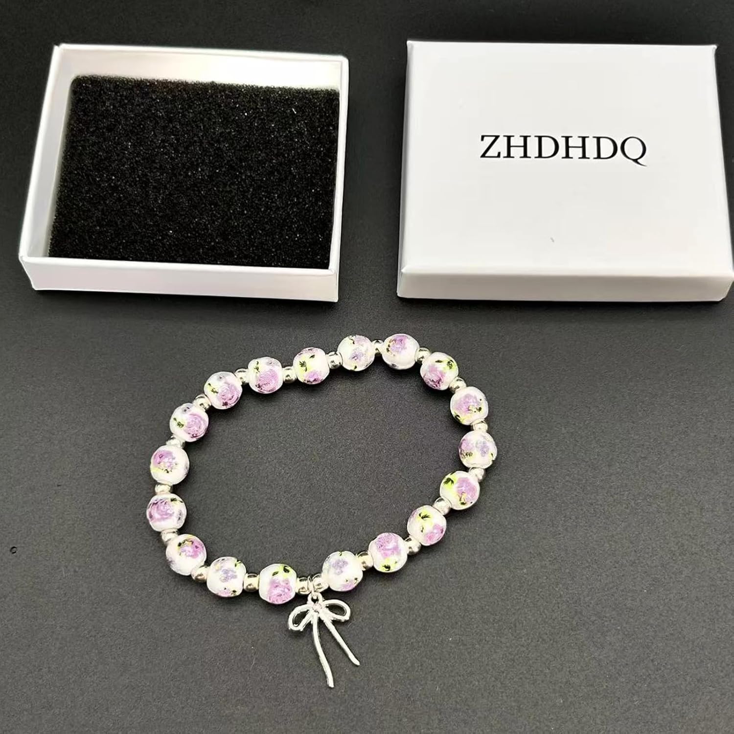 Beads Bow Charm Bracelet for Women,Flower Floral Antique Vintage Bracelet Handmade 14 Gold Plated Beaded and Bow Stretch Bracelet Aesthetic Jewlery Gifts - Image 7