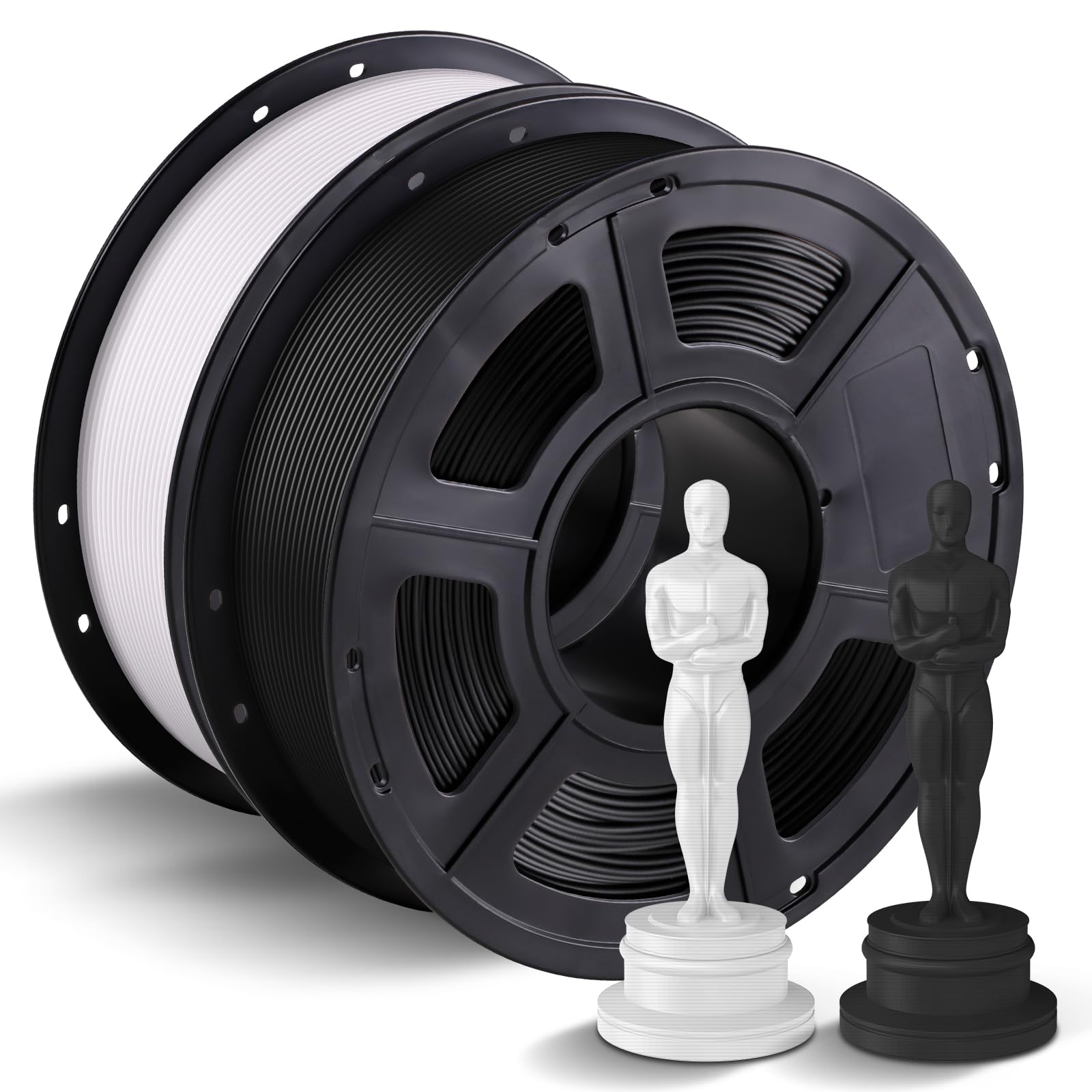ANYCUBIC PLA+ Filament , Filament PLA Plus do Drukarek 3D 1,75 mm, wysoka wytrzymałość i odporność na wysokie temperatury, doskonała przyczepność i odporność na odkształcenia, Czarny+Biały 2KG