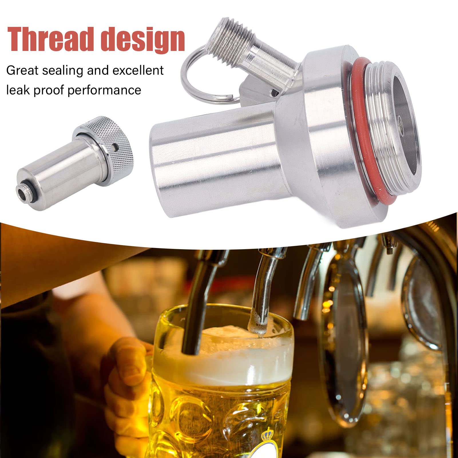 Mini Barril De Acero Inoxidable Dispensador De Cerveza Grifo Lanza. Diseño De Rosca, Doble Conexión Rápida, Fácil De Usar Para Barril De Cerveza Casera