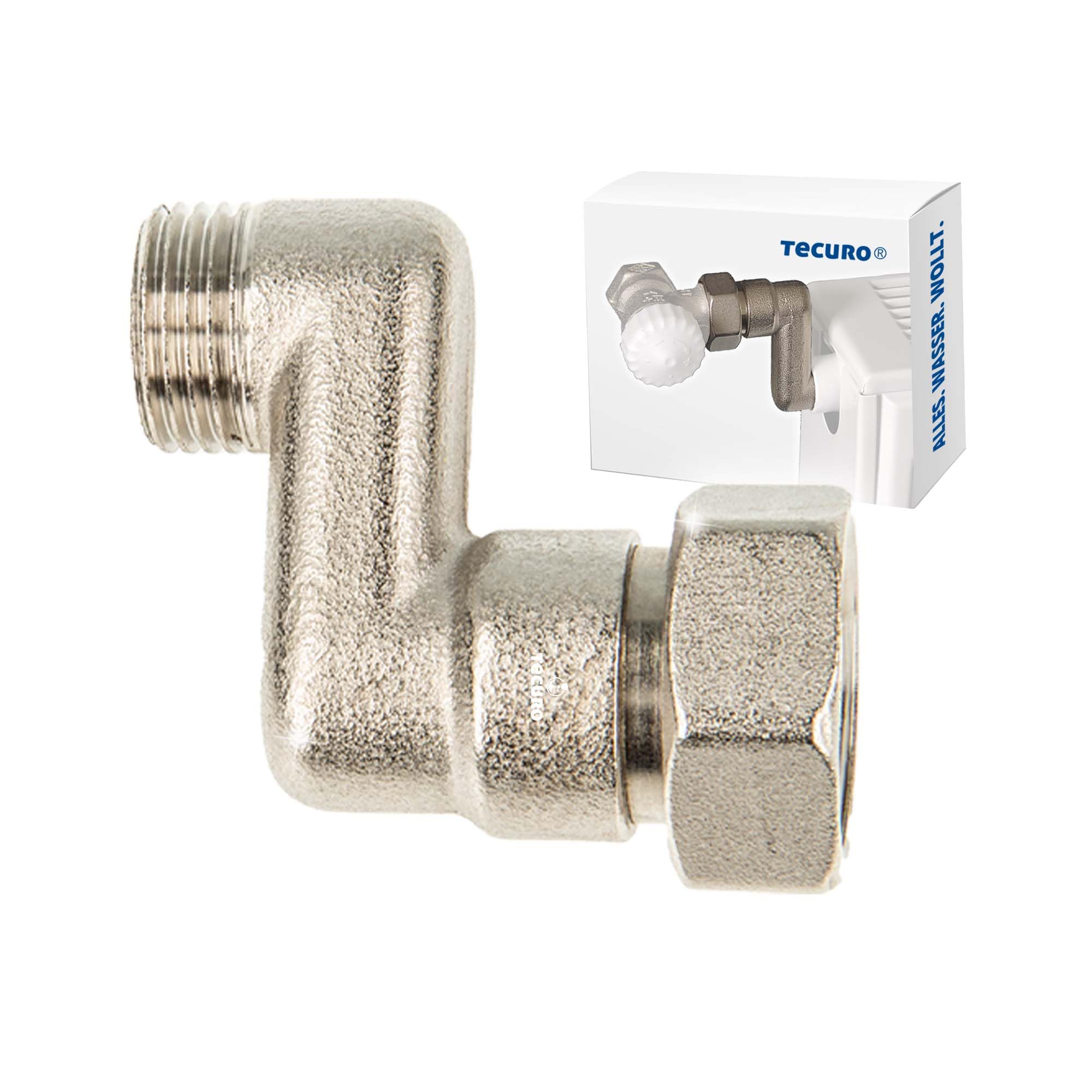 Tecuro Men's Nickel-Plated Brass S-Connector Radiator 30 Mm Height Adjustt With Eurocone, Dn 15 (1/2") Thread X Dn 20 (3/4") Union Nut Brass Nickel-Plated, Ags-30