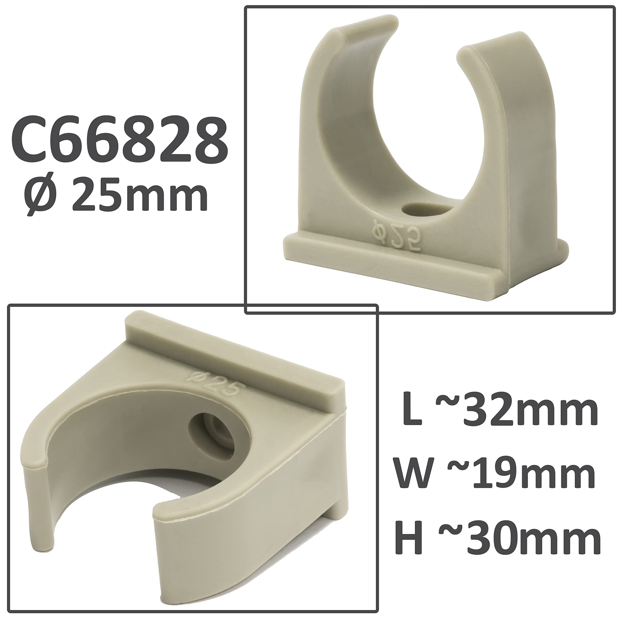 AERZETIX Abrazaderas Fijación Simple 20mm (25 Uds): Organiza Tuberías PPR Y Polipropileno En Pared/Suelo
