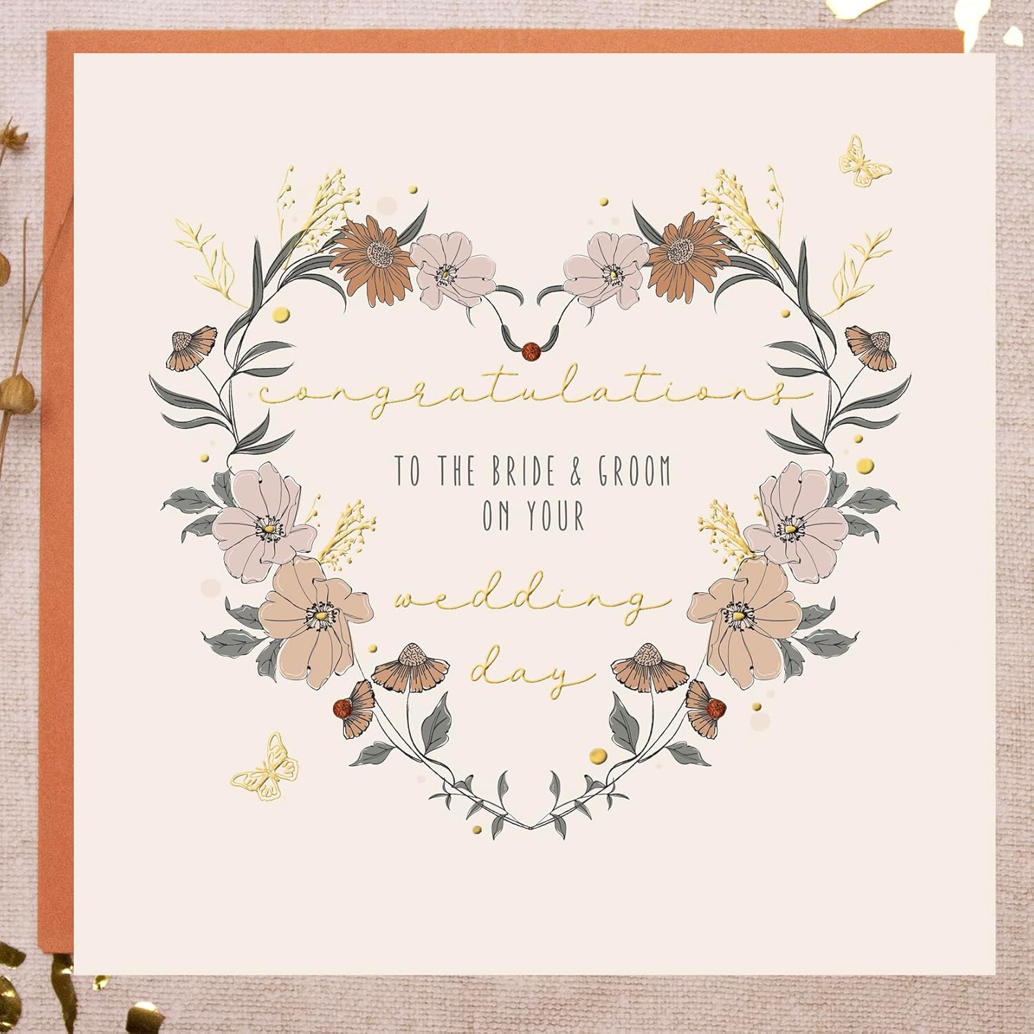 Congratulations on your Wedding Day Handfinished Floral Wedding