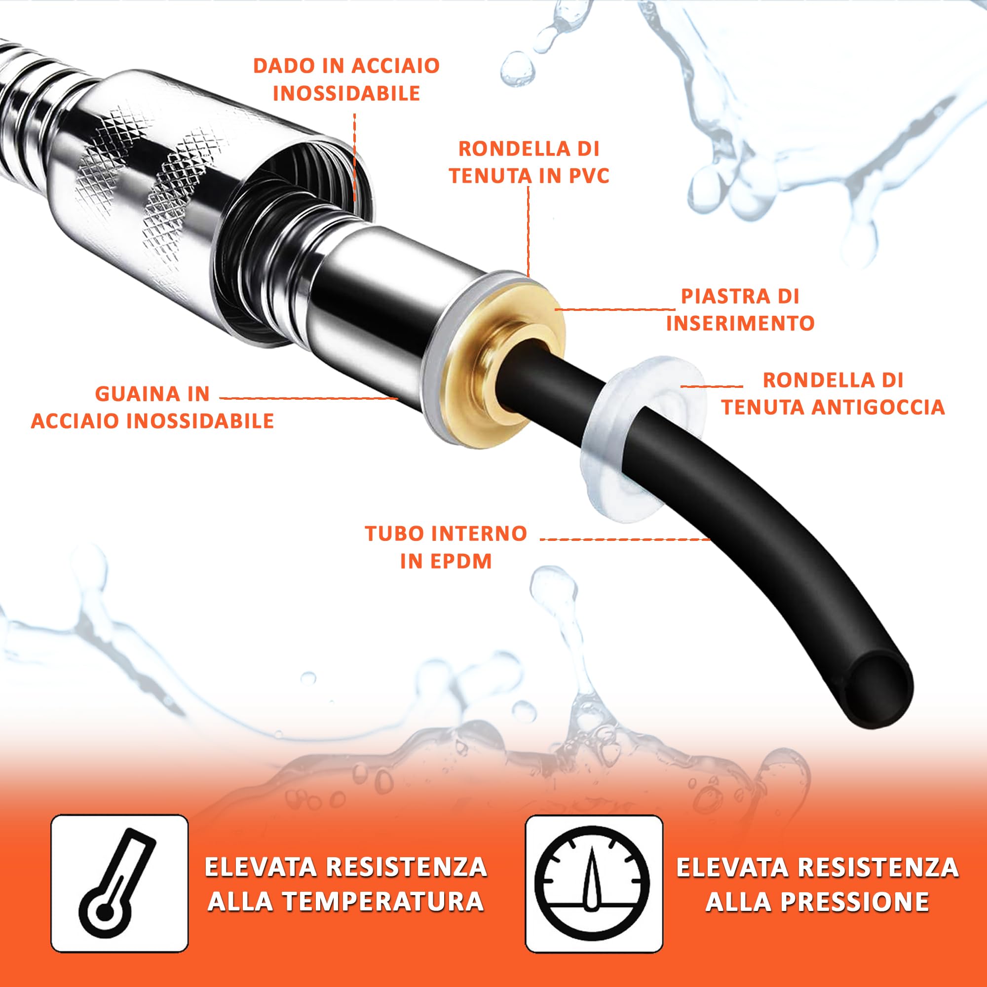 Akozon Tubo Flessibile Di Scarico 2,5 Pollici, Acciaio Inox 90° Con Soffietto E Banda V, Sostituzione Diretta