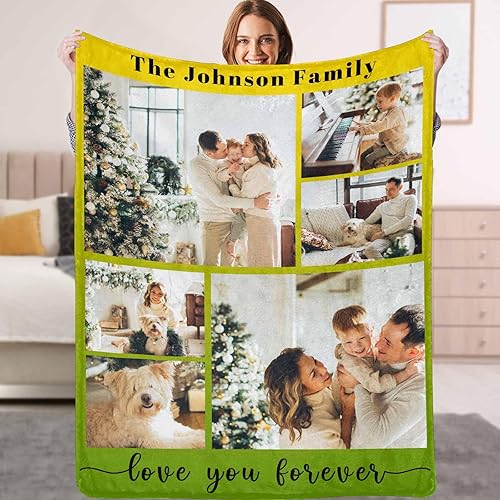 Miniatura 8 de YESCUSTOM Manta personalizada para el día del padre con fotos y texto, manta de collage de texto, regalos personalizados para papá de hija, hijo,