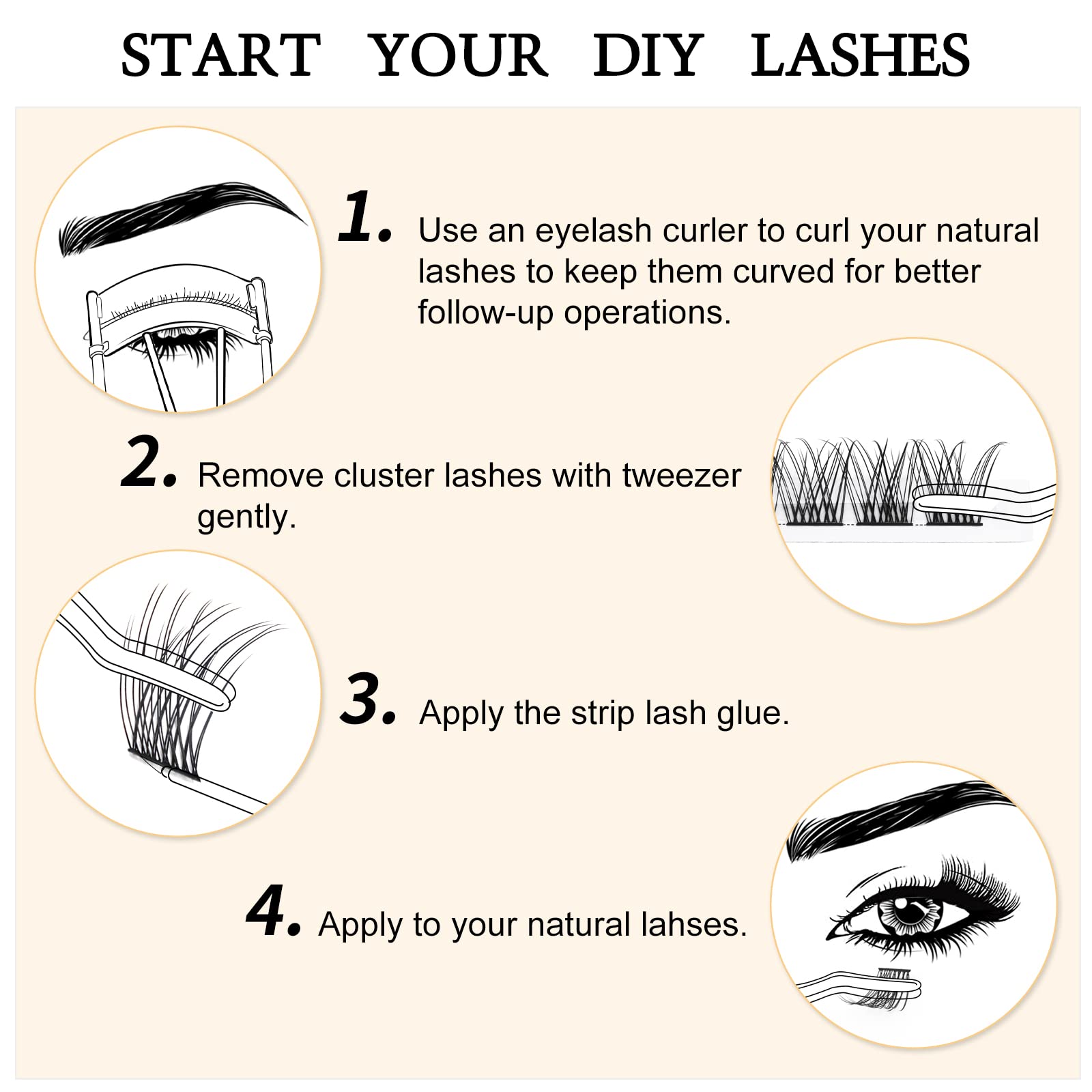 QUEWEL DIY Cluster Lashes - 144 Pcs Wide Stem Individual Eyelashes D Curl MIX8-16mm - Soft & Light False Eyelashes For Home Use (Natural-D) — view 7