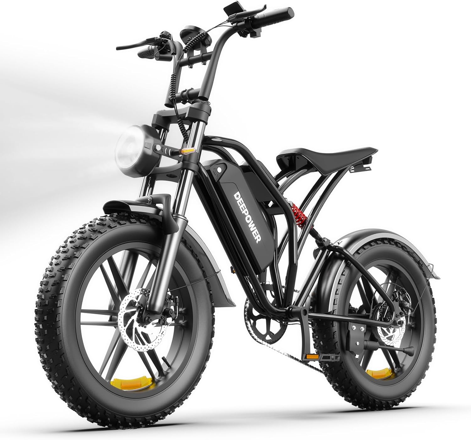 DEEPOWER S20 Electric Bike for Adults, 1500W Peak Motor, Up to 32MPH, 48V 13/20/25AH Removable Battery, 20'' Fat Tire Ebike, Long Range All-Terrain Electric Dirt Bike
