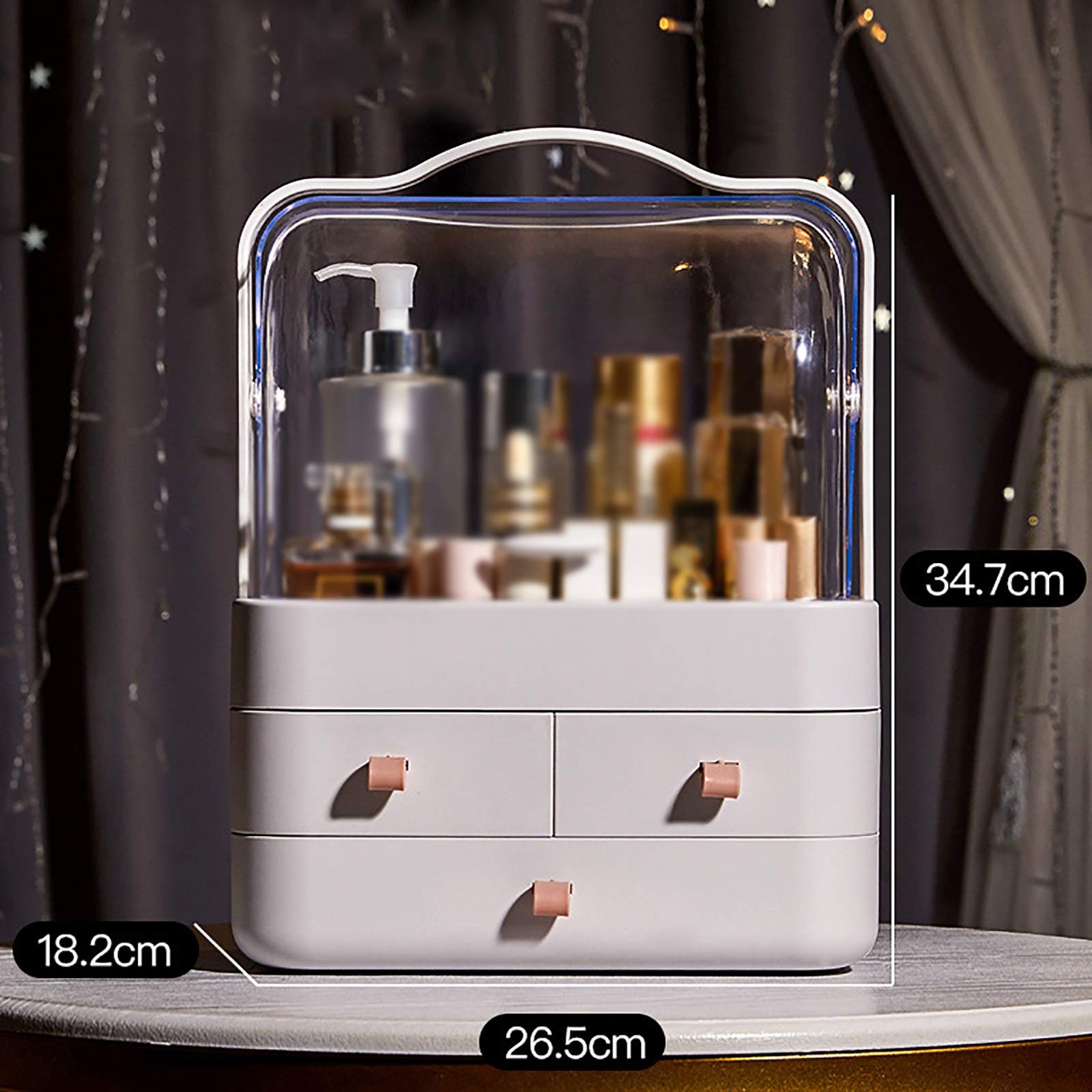 Boîte de Rangement pour Cosmétiques Boîte de Maquillage Portable Rangement cosmétique pour Commode et Salle de Bain(Blanc)