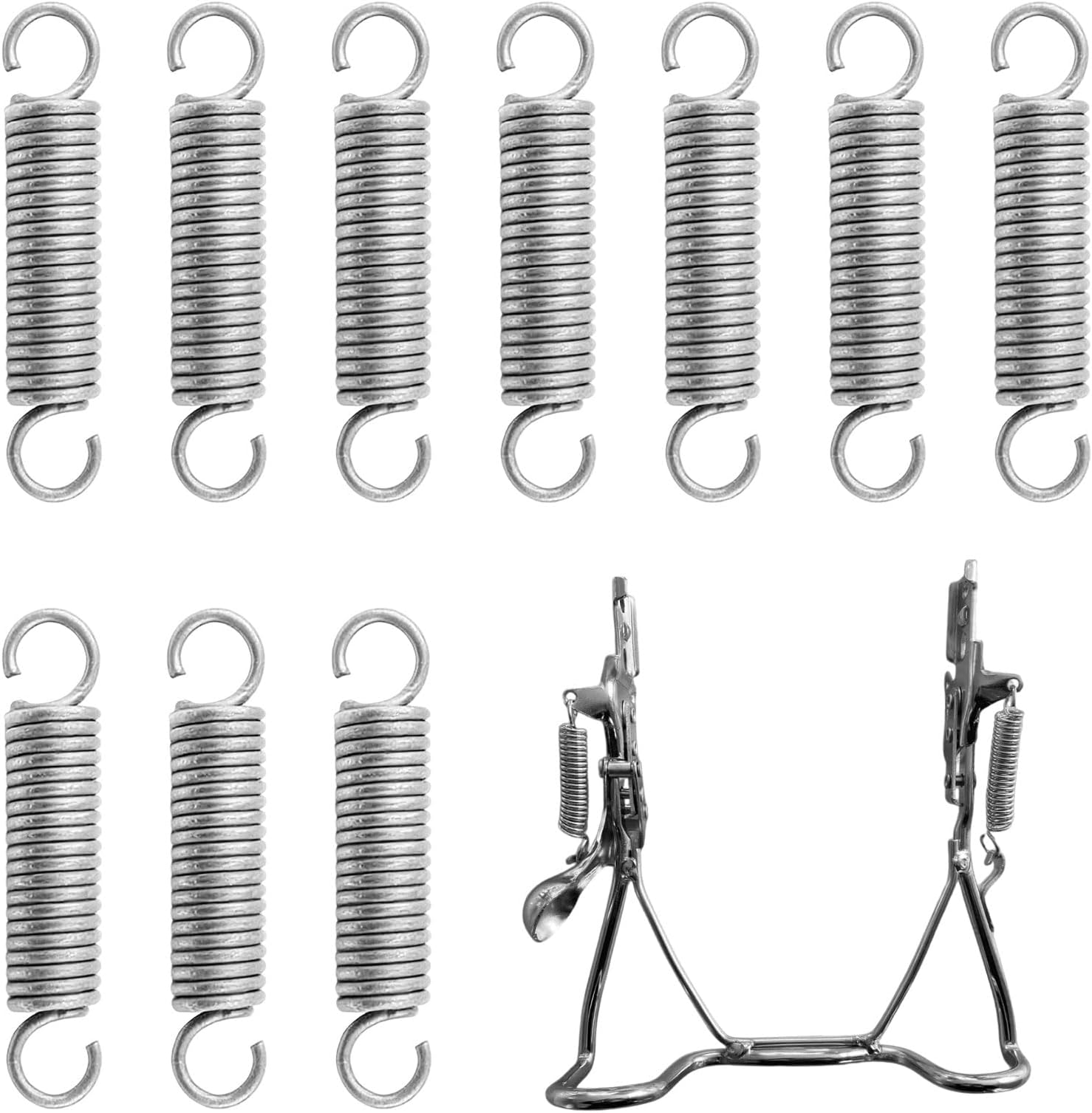 Small Springs, 10 Pcs Double-Hook Heavy-Duty Tension Springs,Stainless Steel Extension Spring,Suitable for Tents, Awnings, Trampolines (2 x 0.4 x 0.06 Inches)