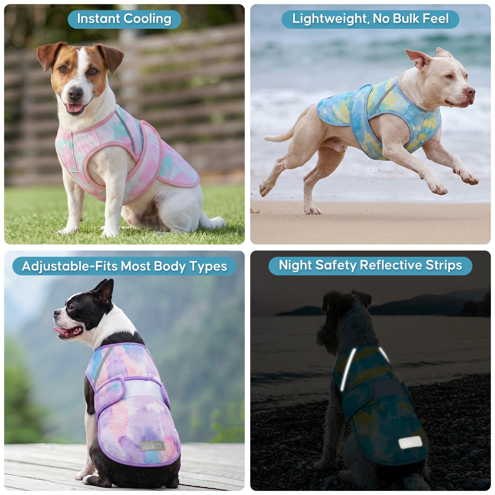 KYEESE Gilet rafraîchissant léger pour chien, veste d'été en maille respirante 3D pour animal domestique avec bande réfléchissante et protection UV pour animal domestique, t-shirt pour plage