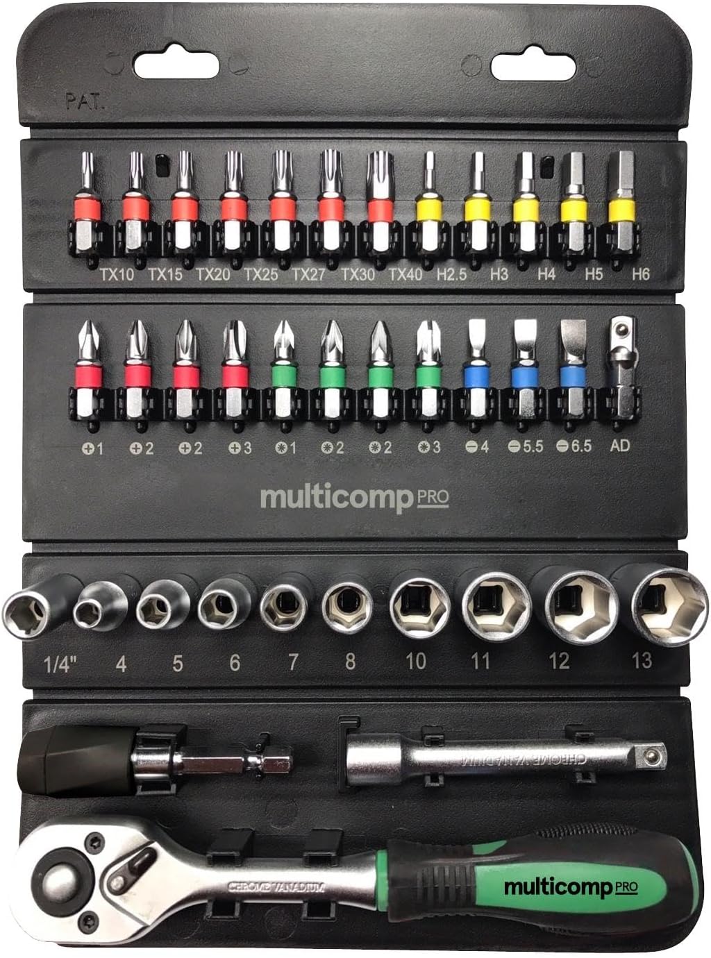 Socket Bit Set, 1/4" Drive, 37 Pieces