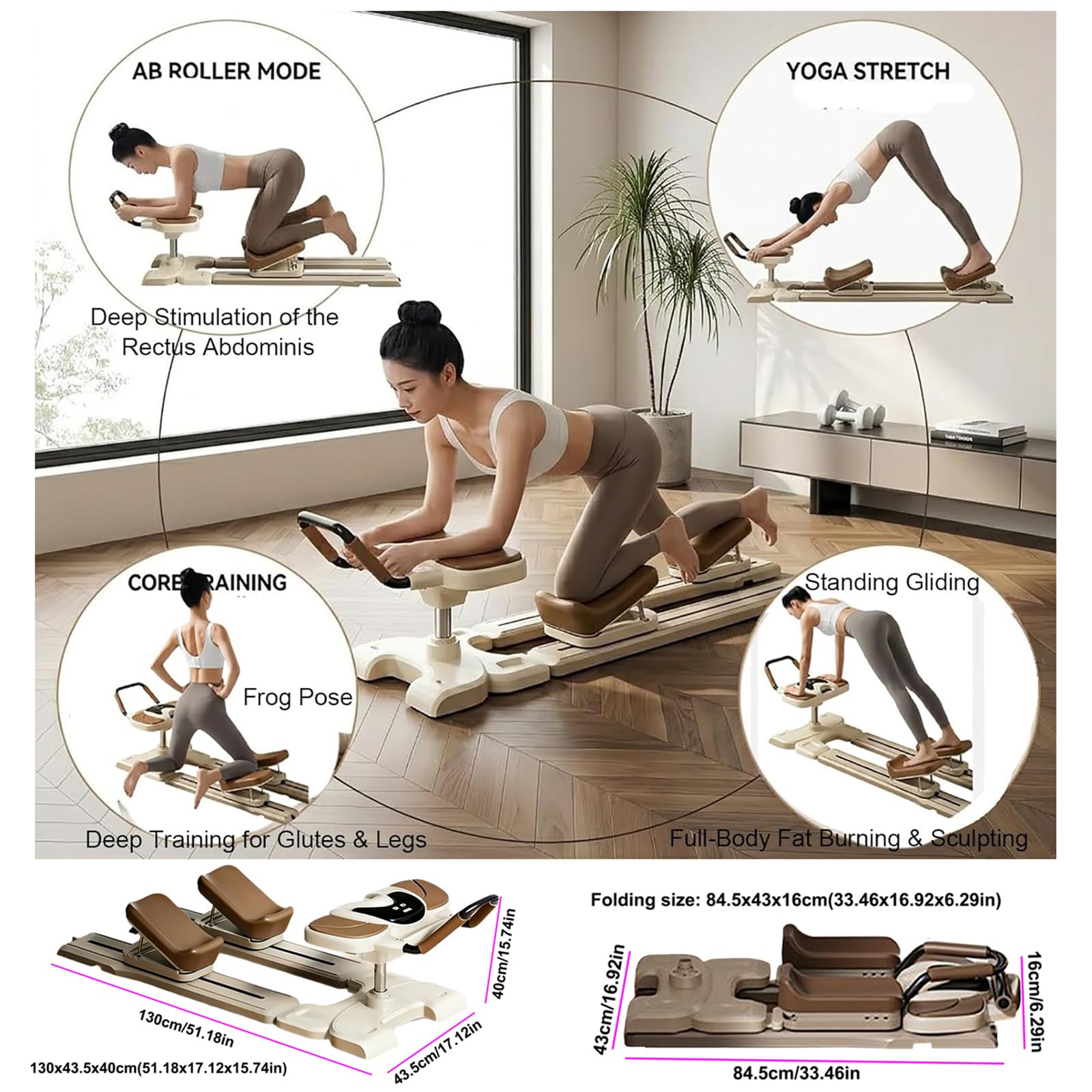 Sprzęt fitness do domu, spine Twist & Stretch Trainer, Crawling Training Machine – 3-stopniowa regulacja wysokości i nachylenia – deska pilates z wyświetlaczem LED – do domowego studia fitness