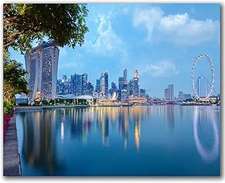 VETEB Paint by Numbers Kit for Adults Beginner Singapore Skyline View Marina Bay DIY Framed Painting on Canvas by Numbers Acrylic Oil Painting Home Decor Gifts 16"x20"