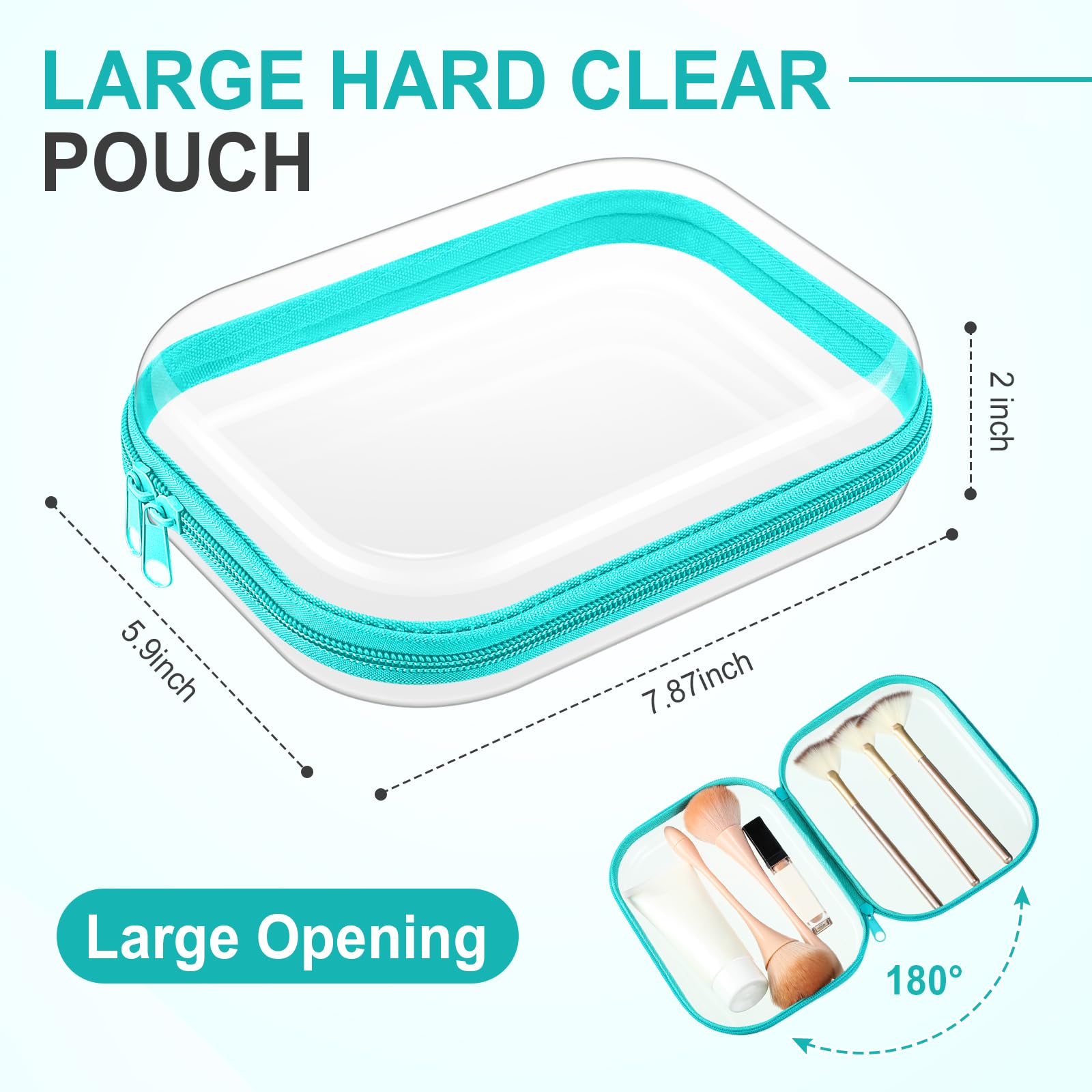 Sanwuta 6 astucci trasparenti in plastica rigida con cerniera, per matite, matite, trucchi, snack, organizer da viaggio (verde acqua, 19 x 15 x 5 cm)