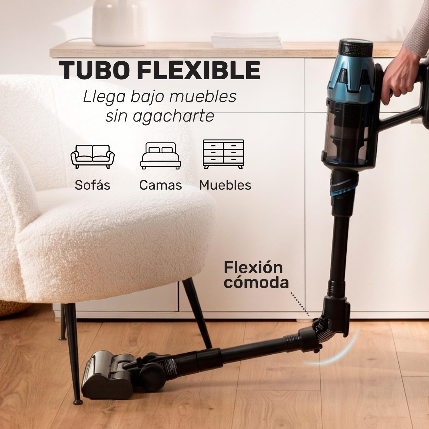 Taurus Aspiradora Escoba sin Cable Potente 780W Inhalambrica 90min Autonomia Flexible Pantalla LED con Cepillo Anti Enredos Aspirador Ligero Deposito 1,2 L Motor 310AW Digital - Nimbus Ultraboost