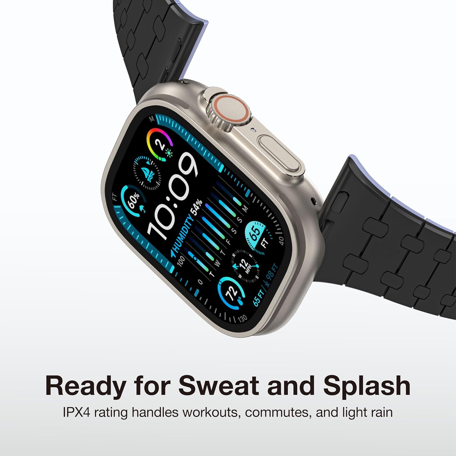 AMAZINGthing for Apple Watch [Smoothie Sport Silicone] iWatch Bands Waterproof Sport Strap for Ultra 3/2/1, Series 11/10/9/8/7/SE/6/5/4/3/2/1, 40/41/42/44/45/46/49mm, Secure Magnetic Closure, Black