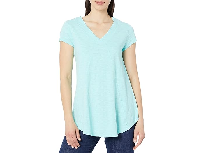 Slub Jersey Seamed V-Neck Tee - Image 1