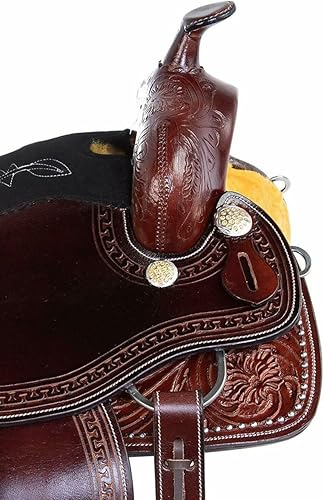 Wonder Wish Western Horse Saddle Barrel Racing Rodeo Crystal Silver tachonado de cuero Premium TACK Set