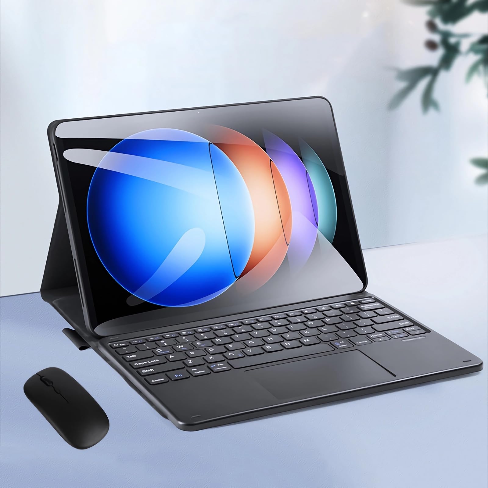 Etui z klawiaturą do Xiaomi Pad 6S Pro 12,4 cala 2024, Wbudowany Uchwyt Na Ołówek, Magnetyczna Odłączana Klawiatura Bezprzewodowa z Myszą Bluetooth