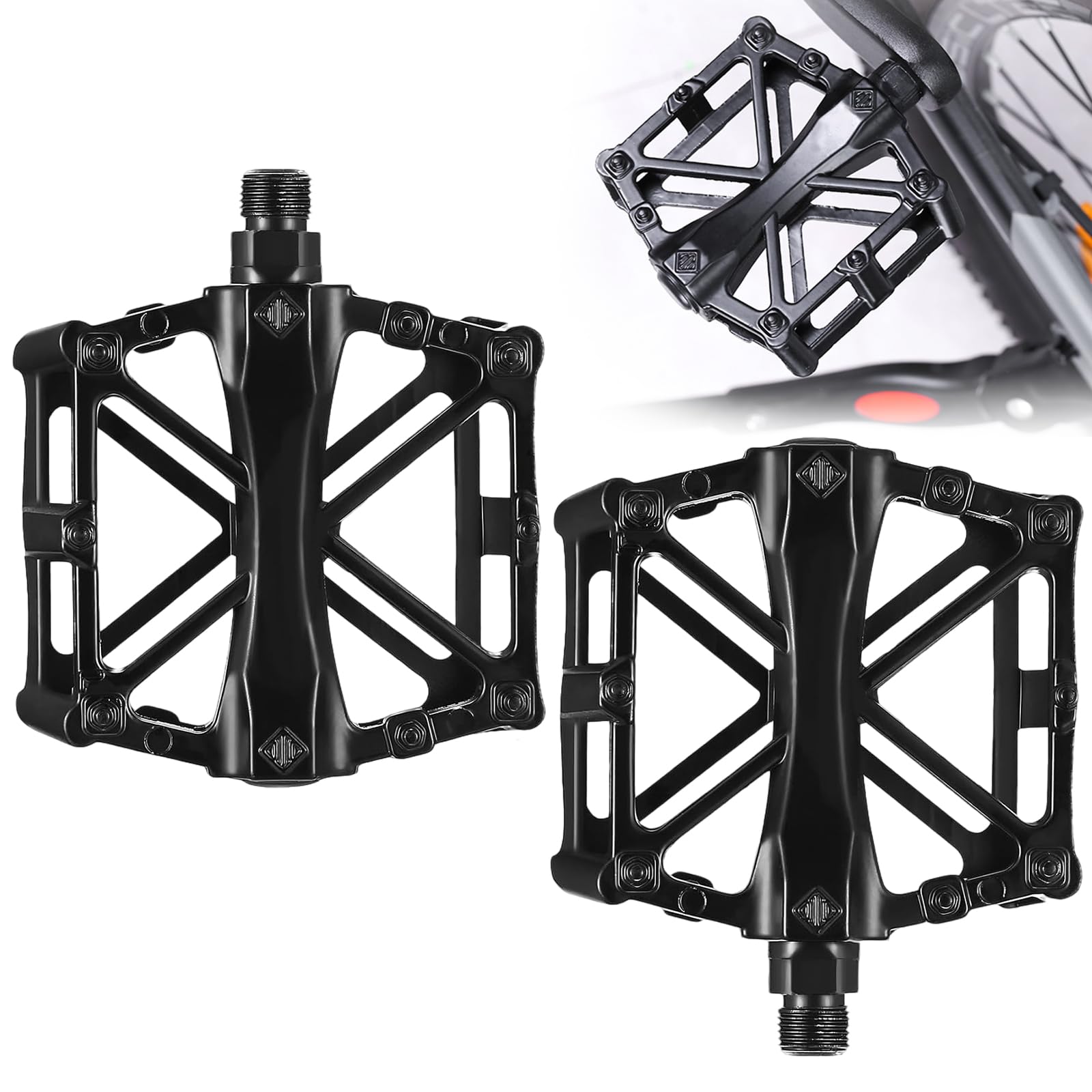 Fahrradpedale, Pedale Fahrrad, rutschfest Fahrrad Pedale, mit Rutschfester Plattform, 11,5cm Breite, Breite Flache Plattformpedale, Road Bike Pedals für Mountainbike, E-Bike, Gravel Sport & Freizeit