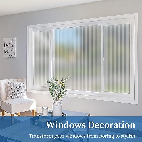 Miniatura 4 de FEOMOS Película de vidrio esmerilado, película de privacidad para ventana, calcomanías decorativas de ventana, calcomanías de vidrio 3D para