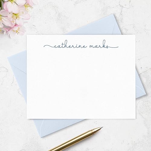 Miniatura 5 de Tarjetas de notas estacionarias personalizadas y sobres para mujeres con nombre en letra minúscula, elige colores de tinta y sobre