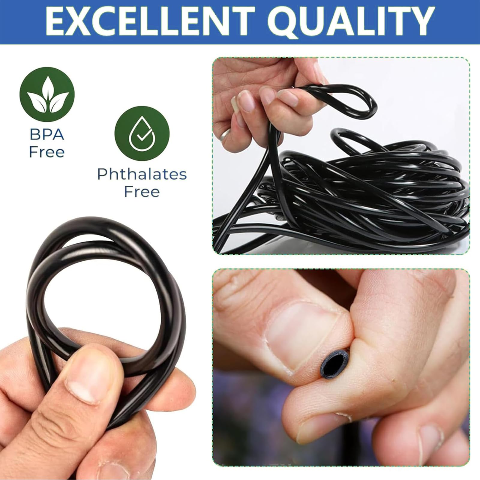 Générique Tuyau d'Arrosage Jardin : Tuyau Distribution Brut pour Irrigation Goutte-à-Goutte Petits Jardins - Compatible Systèmes Brumisation & Tubage Brumisateur Flexible 8mm(1/4in) 50m(164ft)