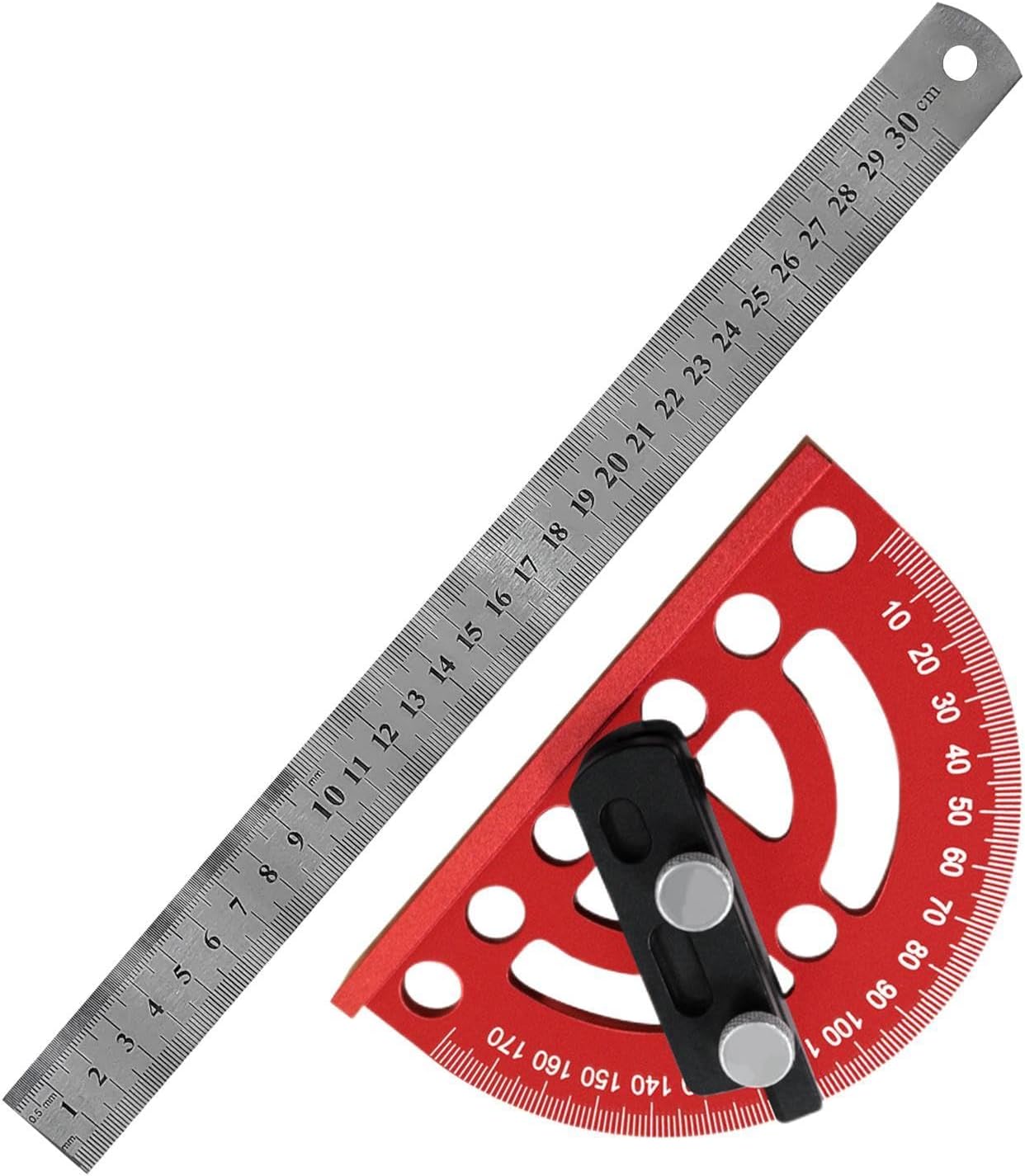 Angle Protractor 0-180 Degree Aluminum Alloy Adjustable Gauge | Protractor Woodworking for School Woodworker Contractor Engineers Students Architects Carpenters Marking