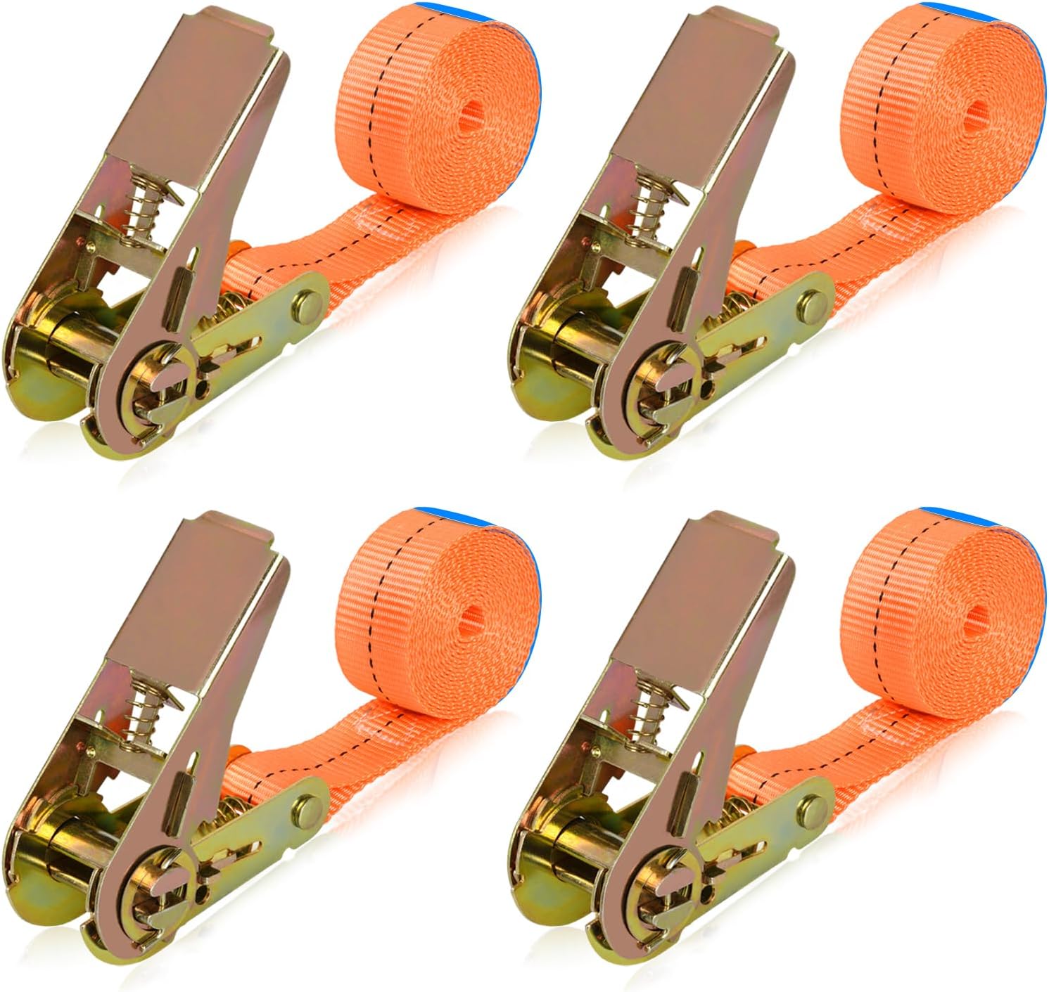 Ratchet Straps, 4 Pack Tensioning Belts Load 400KG, 2M x 25mm Ratchet Lashing Straps, Adjustable Cam Buckle Tie Down Straps for Car Roof Rack Motorcycle Van Truck Luggage Load Securing