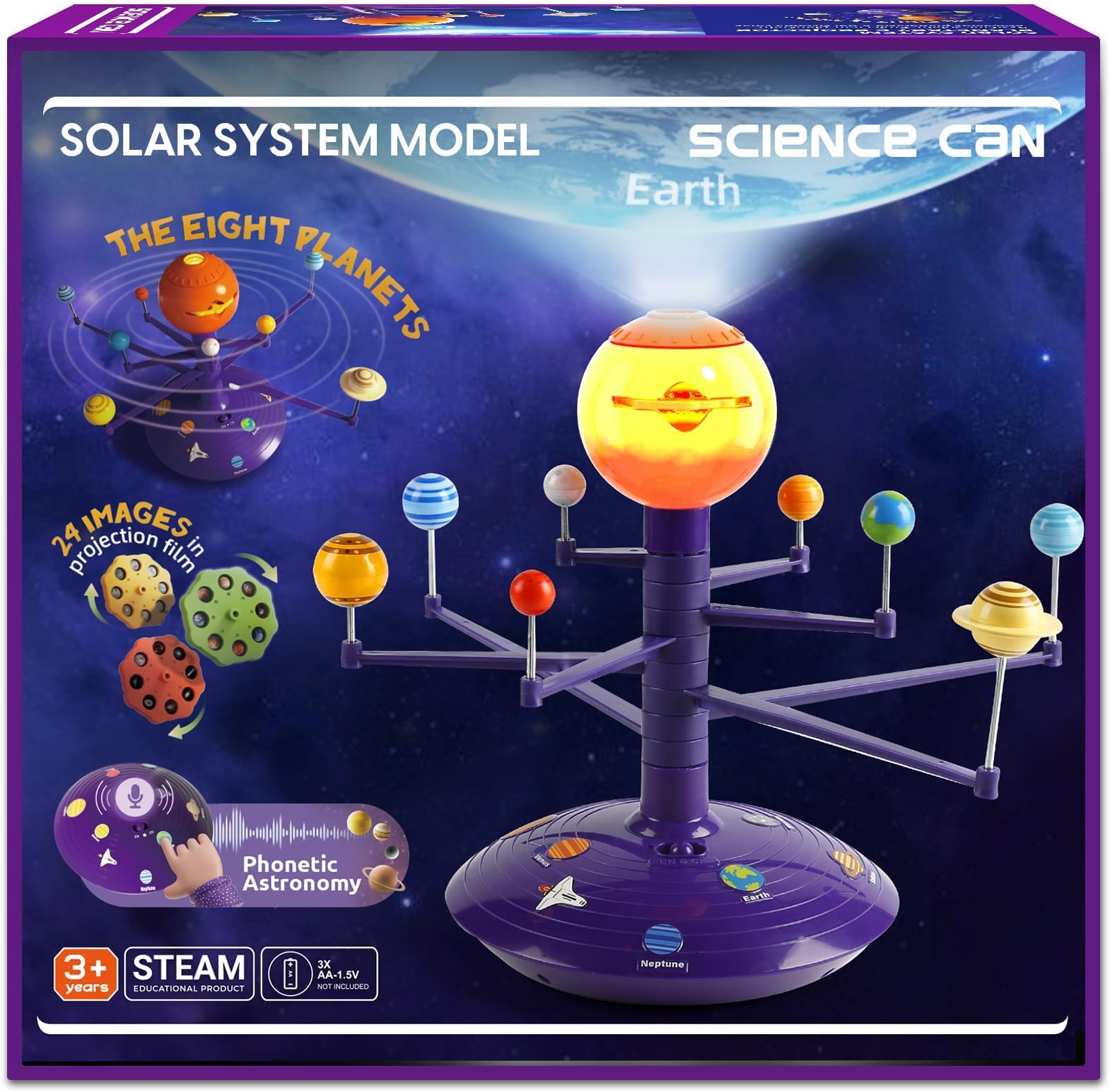 Science Can Solar System for Kids, Talking Astronomy Solar System Model Kit, Space Toys with 8 Planets, Planetarium Projector STEM Toys for 3 4 5+ Years Old Boys Girls