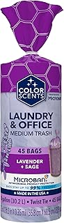 Color Scents Medium Trash Bags - 8 Gallon, 45 Bags (1 Pack of 45 Bags) Twist Tie - Purple in Lavender + Sage Scent with Microban