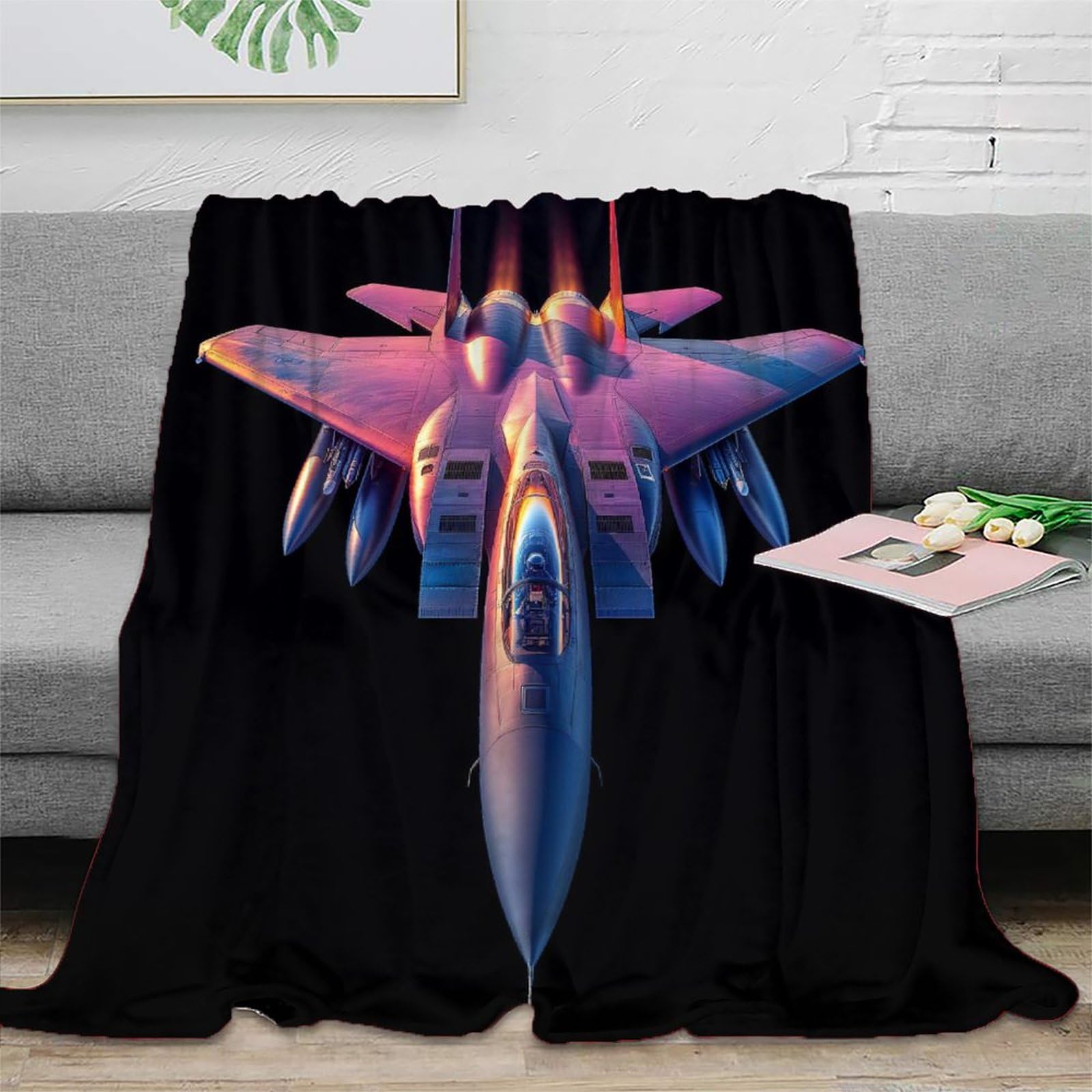 Couverture avion en flanelle 3D 200x230cm jeté de lit grande taille pour enfant et adulte