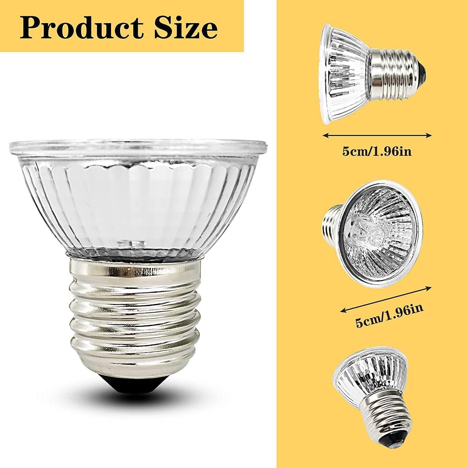 Lampada Riscaldante Per Tartarughe E Rettili - 50W E27, UVA+UVB - 2 Pezzi, Bianco