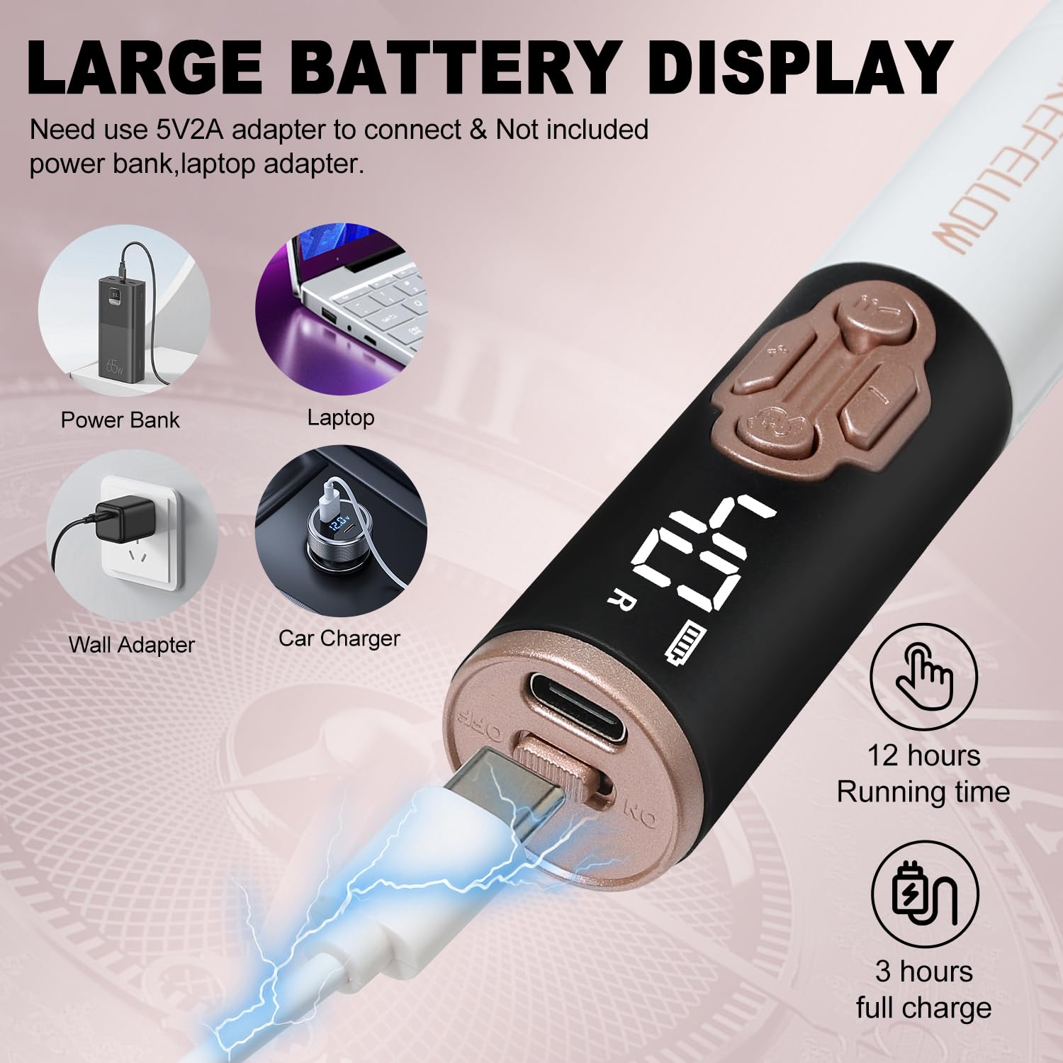 YOKE FELLOW Perceuse à ongles électrique – Lime à ongles électrique portable 40 000 tr/min pour perceuse à ongles en acrylique sans fil professionnelle avec 17 forets pour salon de manucure