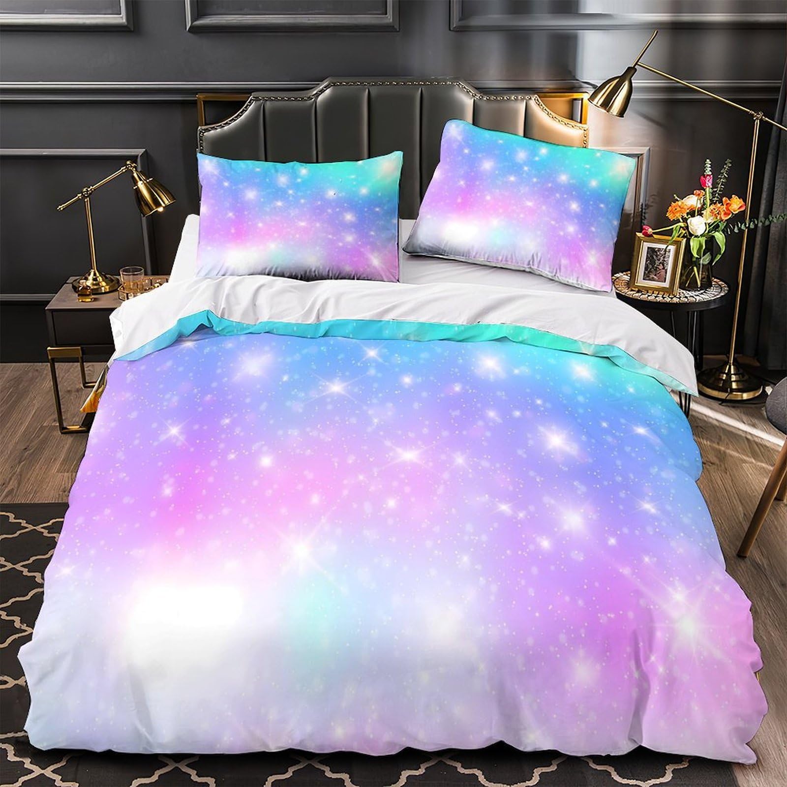 Housse de couette licorne hypoallergénique et douce avec fermeture éclair