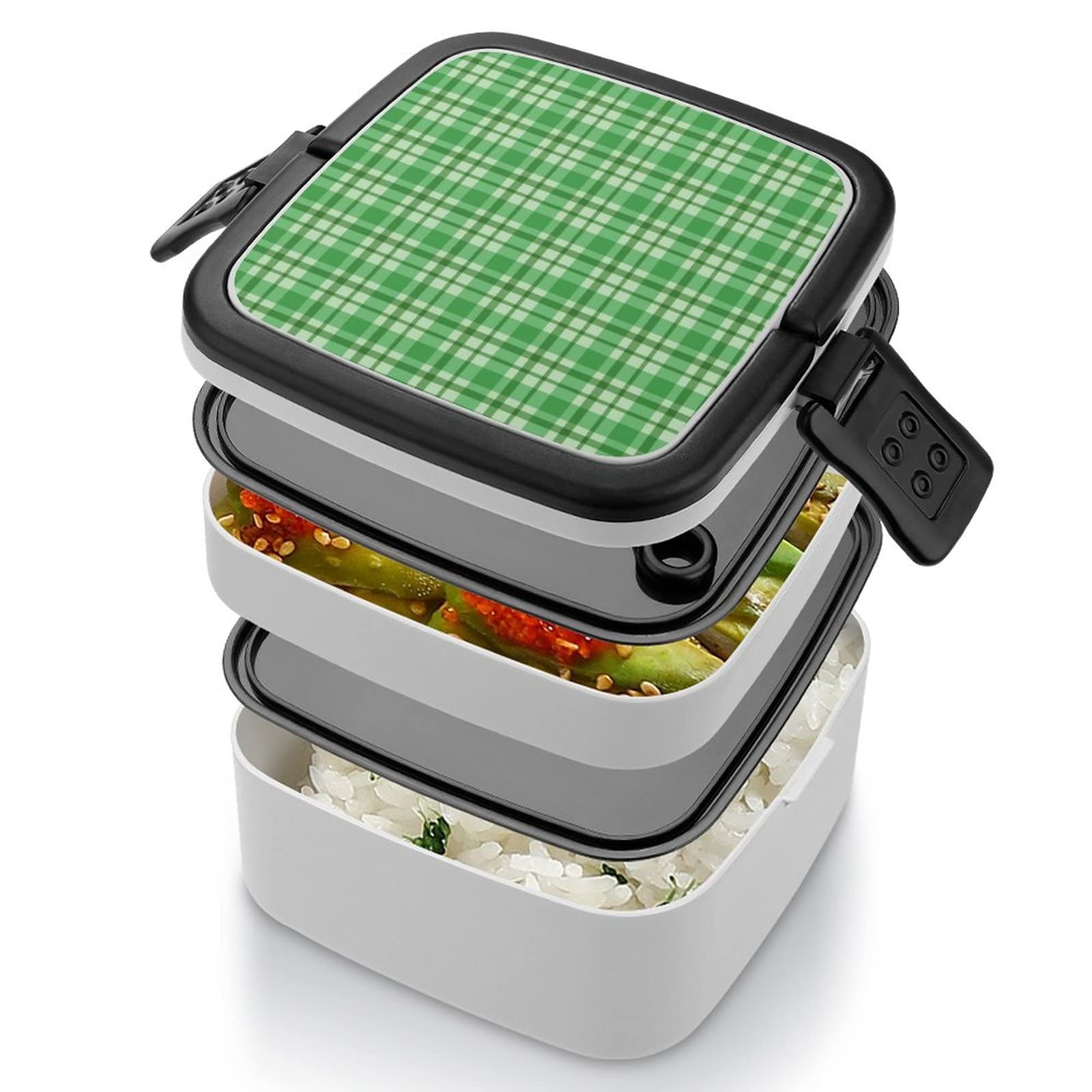 レトロ タータンチェック 弁当箱 Amazon | 緑色のタータンチェック柄 弁当箱 大容量 1000ml 二段