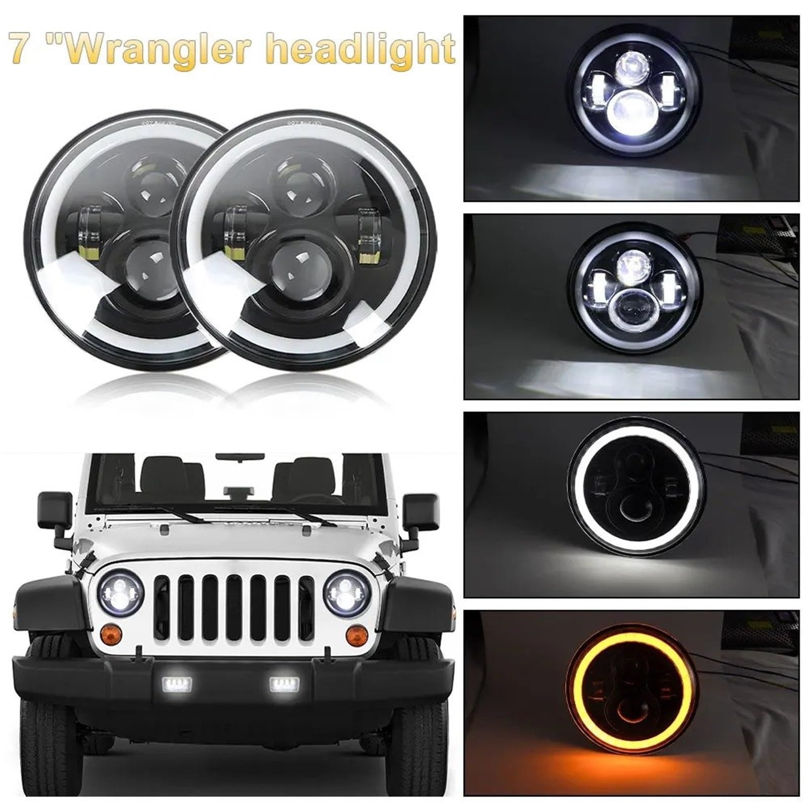 ヘッドランプ アセンブリ モトカー Led 7 インチ LED ヘッドライト DRL 