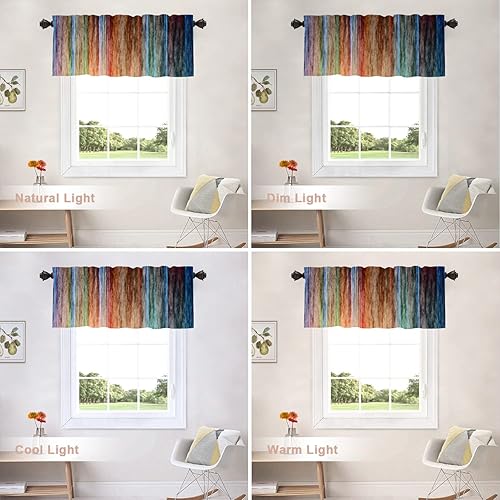 Miniatura 6 de Shrahala Cenefas de cocina de lona de caligrafía azul, pintura al óleo abstracta de China, cortina de media ventana, tratamiento de ventana de