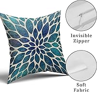 Vista 7 de aportt Juego de 2 fundas de almohada primaverales de dalia verde azulado de 20 x 20 pulgadas, fundas de almohada modernas abstractas para sofá