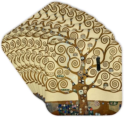 3dRose LLC cst_155632_2 Posavasos blandos, "El árbol de la vida 1909 por Gustav Klimt-Ramas Remolinadas con estilo - Remolinos Art Deco finos",