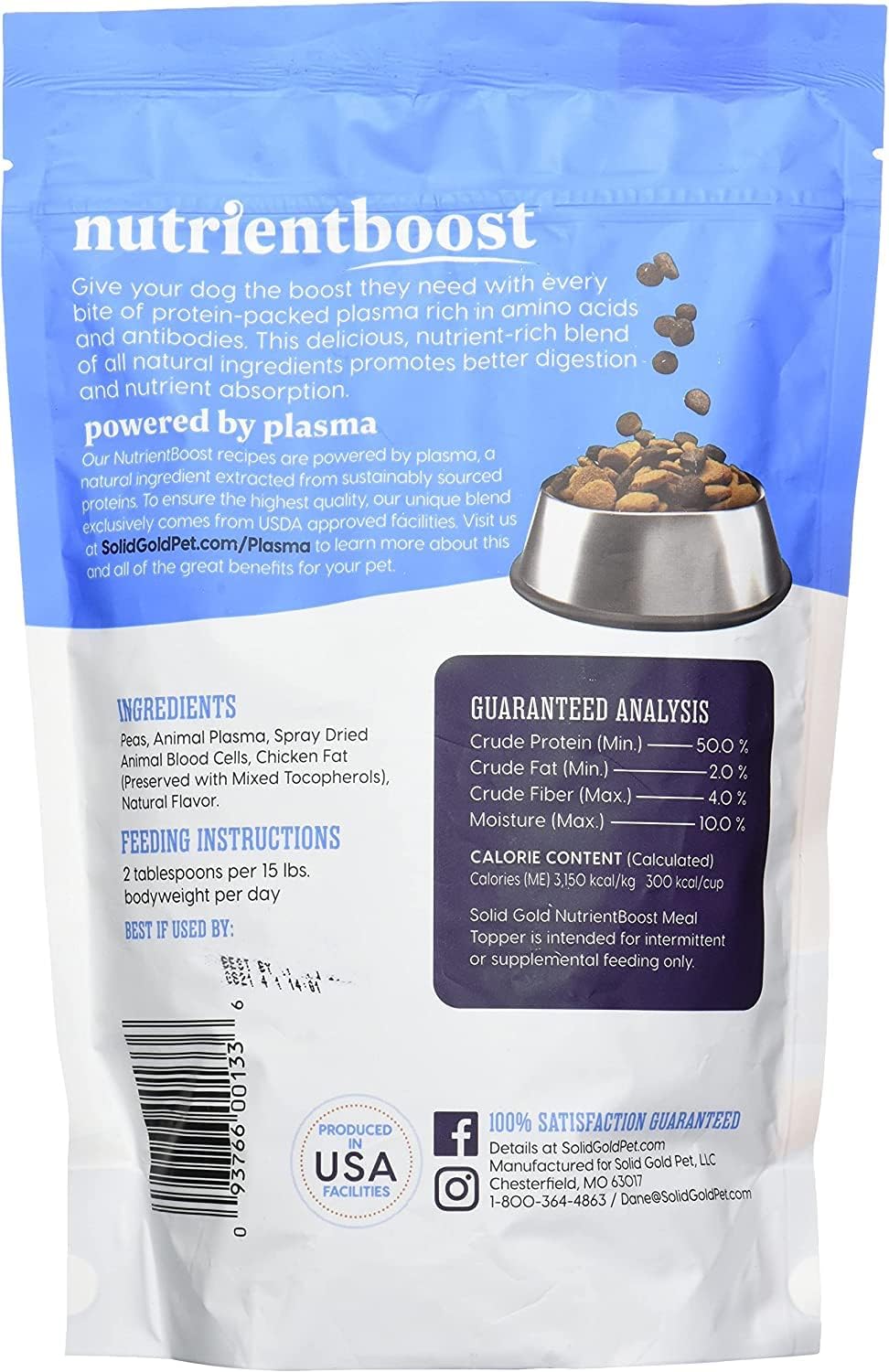 Solid Gold Stress & Anxiety Calming Chews 120ct & Food Topper Kibble for Dogs Plasma Powered High Protein Meal Topper 1 LB