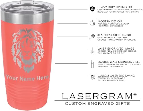 Miniatura 4 de LaserGram Vaso aislado al vacío de 20 onzas, NP enfermera practicante, grabado personalizado incluido (coral)