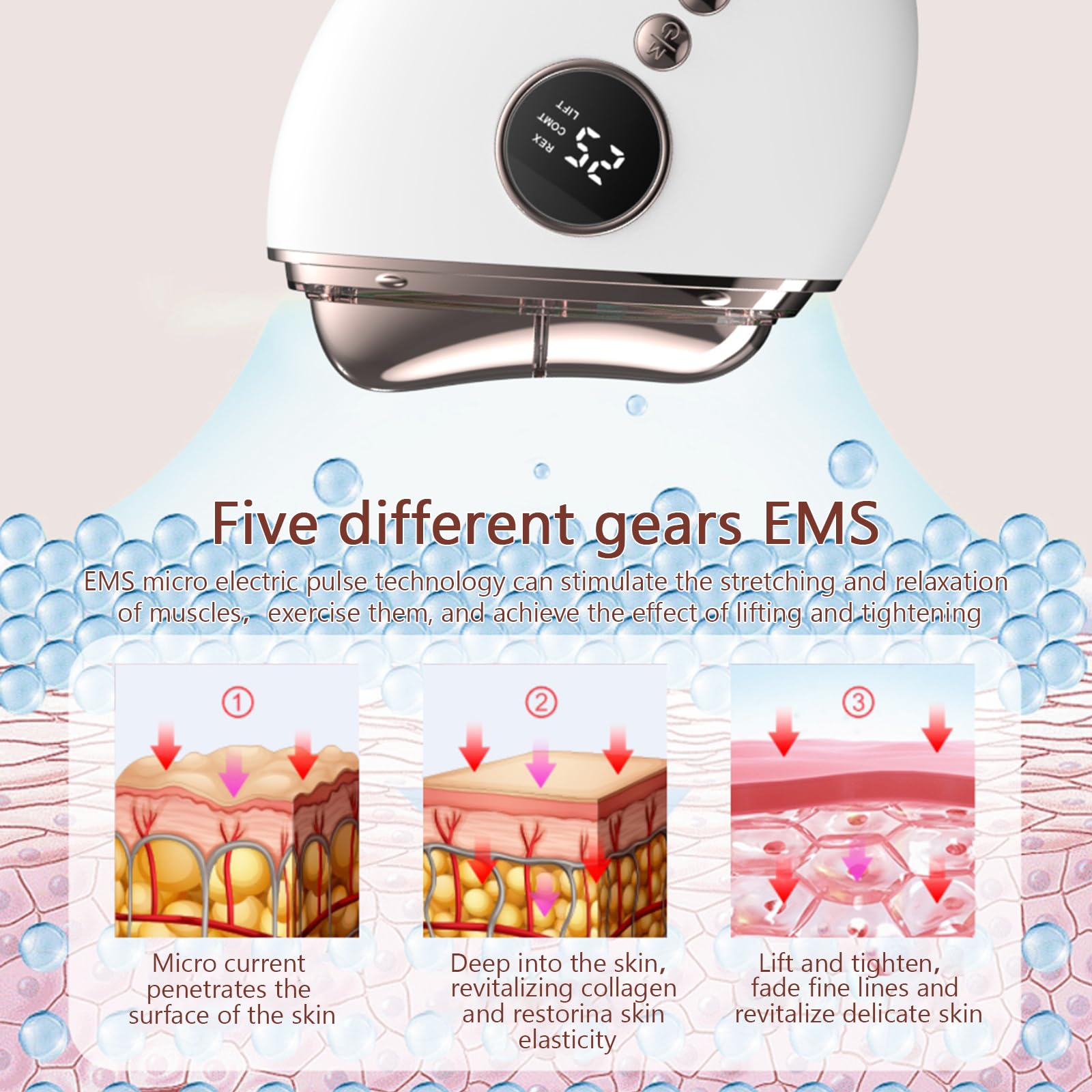 EMS Gua Sha Gesichtsmassagegerät,Gua Sha Elektrisch mit Vibration & Wärme,LED Blau, Grün & Rotlicht Face Lifting Gerät Face Massager für Gesicht Anti Falten Anti Aging