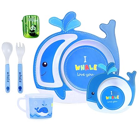 FunBlast Bamboo Fiber Dinner Set for Kids - Baby Feeding Bowl, Bamboo Fibre Kids Set, Bamboo Fiber Plates for Kids, Babies Feeding Set, Kids Feeding Set, Kids Feeding Set Bamboo