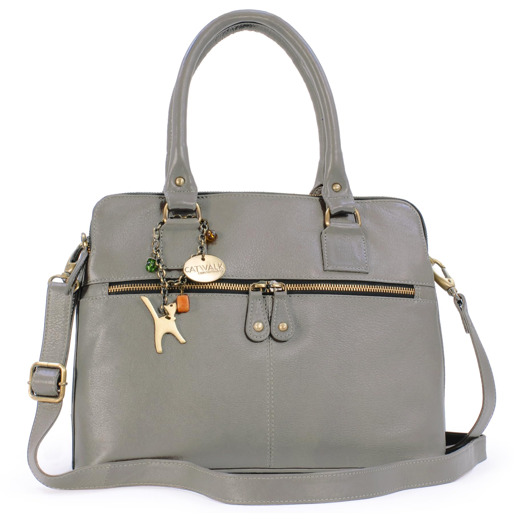 Women's Large Leather Shoulder Bag - Tote With Multiple Compartments - Additional Crossbody Strap - Victoria