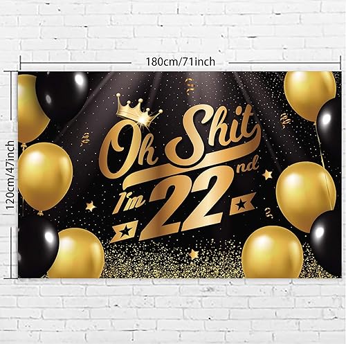 Miniatura 9 de Oh S*hit I'm 32nd Banner telón de fondo negro dorado globos corona confeti hallo quince saludos a 32 años decoración temática decoración para hombre